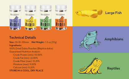 EDENPAWS® Dried Dubia Roaches – High Protein, 100% Natural Feeder Insects for Reptiles, Amphibians, and Large Fish – 1.3 oz (37g)