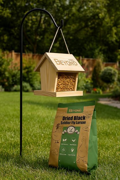 BeyondFeed™ Handcrafted Pine Wood Outdoor Bird Feeder with 12.2" Hanger – Weatherproof, Eco-Friendly Feeder for Dried Worms & Bird Watching