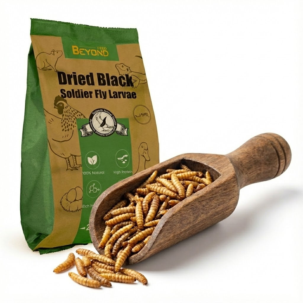 BeyondFeed™ Premium Black Solider Fly Larvae (BSFL) Supplement -50x More Calcium Than Mealworms. Whole Larvae, No Dust.