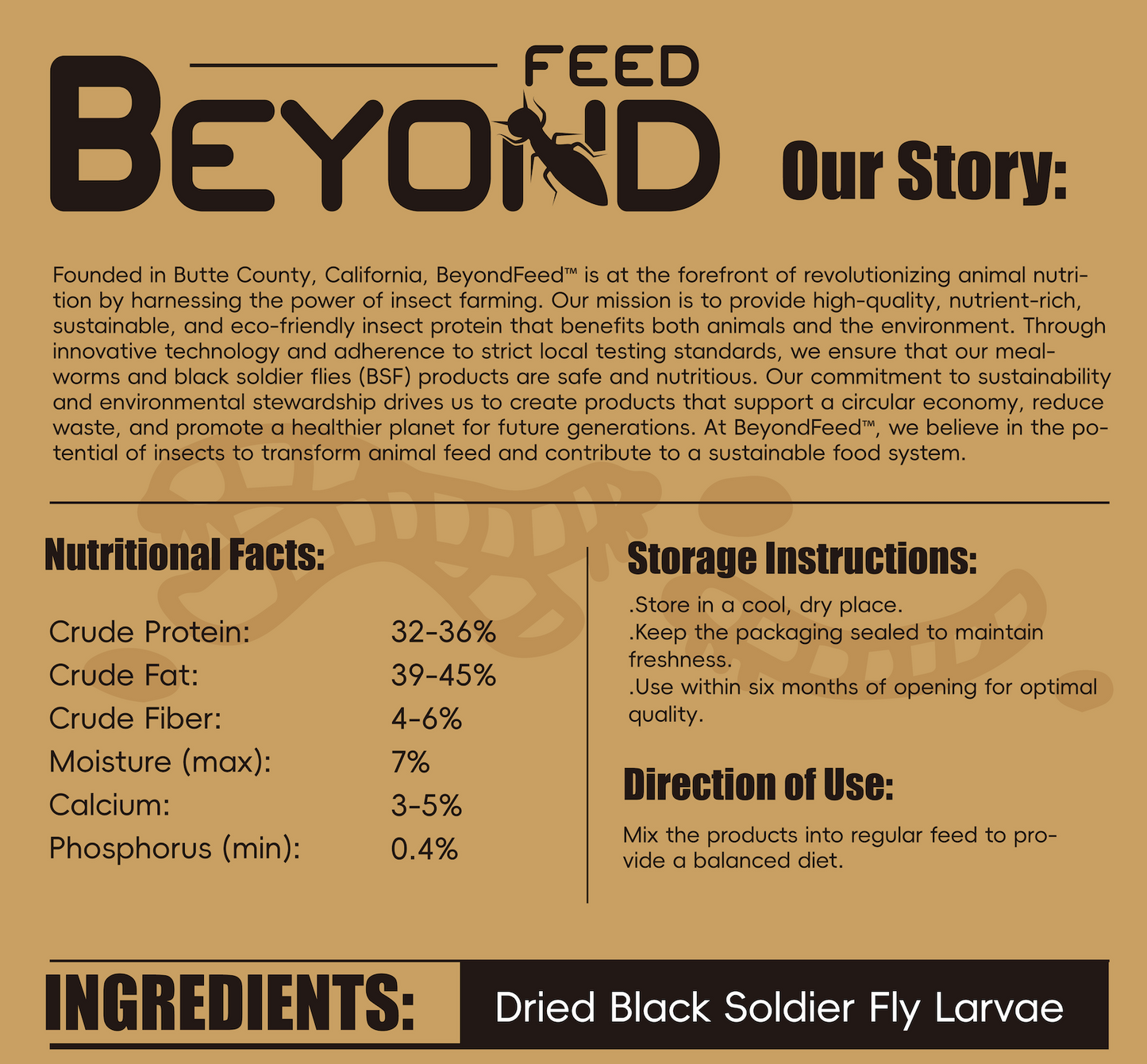 BeyondFeed™ Premium Black Solider Fly Larvae (BSFL) Supplement -50x More Calcium Than Mealworms. Whole Larvae, No Dust.